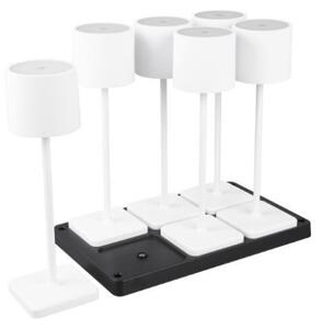 TRIO Reality R54096631 FERNANDEZ vonkajšia stolná lampa SMD LED V400mm 1,5W/130lm 2700+4000+6000K IP54 biela matná, čierna, nabíjateľná batéria, USB-C port, nabíjacia stanica, 6-set + základňa