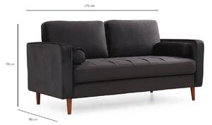 Dizajnová sedačka Jarmaine 175 cm čierna