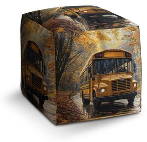 Sablio Taburet Cube Žltý školský autobus - 40x40x40 cm