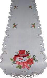 Vianočná sivá štóla s vyšívkou snehuliaka Šírka: 40 cm | Dĺžka: 160 cm