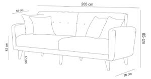 Rozkladacia 3-miestna sedačka Gianetta 205 cm tmavosivá