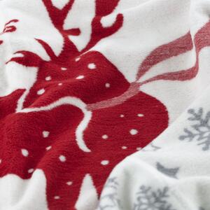 Obojstranná vianočné deka s jeleňom Biela