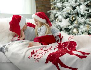 Obojstranná vianočné deka s jeleňom Biela