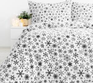 Goldea vianočné flanelové posteľné obliečky - snehové vločky 140 x 200 a 70 x 90 cm