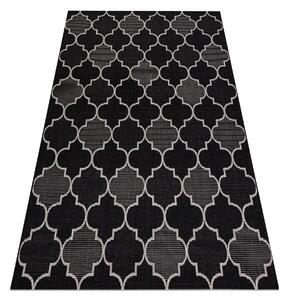 Šnúrkový koberec SIZAL FLOORLUX 20607 , marokánsky trellis, čierny / strieborný