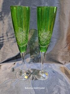 Poháre na šampanské, zelená farba, 150 ml, 2 ks