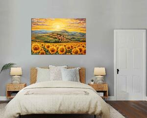 Obraz na plátne Krajinka so slnečnicami