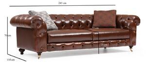 Dizajnová 3-miestna sedačka Chesterfield 245 cm hnedá