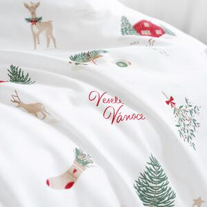 Goldea vianočné bavlnené posteľné obliečky - české vianoce 140 x 200 a 70 x 90 cm