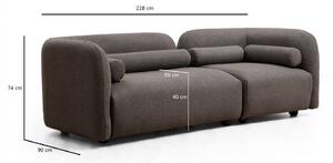 Dizajnová 3-miestna sedačka Zahira 228 cm tmavosivá