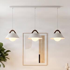 Luminex Závesné svietidlo Funda, biele, dĺžka 110 cm, 3-pl., kov/sklo, Biela / opálová, Obývacia izba / jedáleň, kov, Škandinávsky, Závesné svietidlo