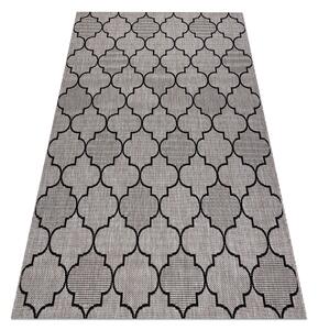 Šnúrkový koberec SIZAL FLOORLUX 20607 ,marokánsky trellis, sivo / čierny