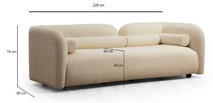 Dizajnová 3-miestna sedačka Zahira 228 cm krémová