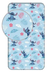 Modrá napínacia bavlnená detská plachta na jednolôžko 90x200 cm Lilo & Stitch "Blue" – Jerry Fabrics