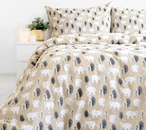 Goldea vianočné flanelové posteľné obliečky - ľadové medvede 140 x 200 a 70 x 90 cm