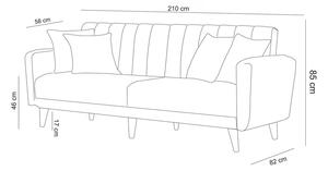 Dizajnová rozkladacia sedačka Zayda 210 cm tmavosivá
