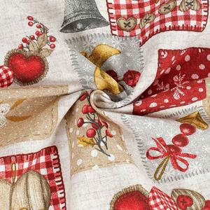 Goldea vianočná dekoračná látka loneta - vianočné ozdoby patchwork 140 cm