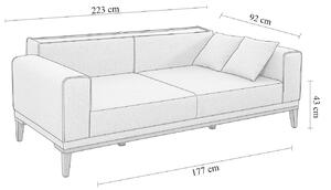 Dizajnová 3-miestna sedačka Malisha 223 cm krémová