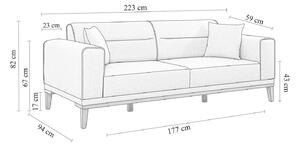 Dizajnová 3-miestna sedačka Malisha 223 cm tmavosivá