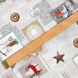 Goldea vianočná dekoračná látka loneta - vianočný patchwork 140 cm