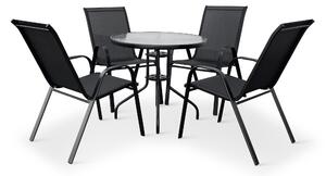 Noela Záhradný jedálenský set Capri 80cm + 4x kovová stolička Ramada