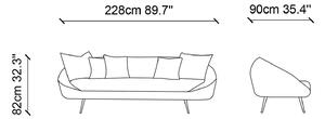Dizajnová 3-miestna sedačka Wauna 228 cm petrolejová