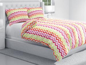 Biante Bavlnené posteľné obliečky Sandra SA-379 Žlto-ružovo-červené cik-cak pásiky Jednolôžko 140x200 a 70x90 cm