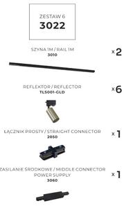 Lištové svietidlá SET 6x GU10 2 m čierno zlatá Zuma Line Tube Track 3022