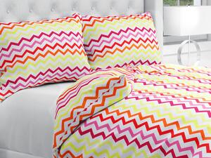 Biante Bavlnené posteľné obliečky Sandra SA-379 Žlto-ružovo-červené cik-cak pásiky Jednolôžko 140x200 a 70x90 cm