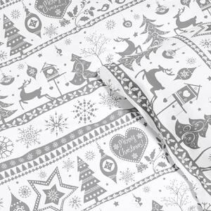 Goldea vianočné bavlnené posteľné obliečky - vianočné symboly na bielom 140 x 200 a 70 x 90 cm