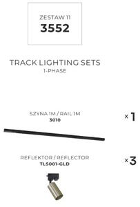 Lištové svietidlá SET 3x GU10 1 m čierno zlatá Zuma Line Tube Track 3552