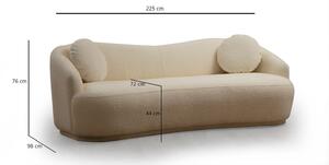 Dizajnová 3-miestna sedačka Tanicia 225 cm krémová
