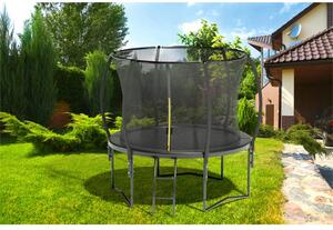 Čierna záhradná tralína JUMP 244 cm s ochrannou sieťou a rebríkom