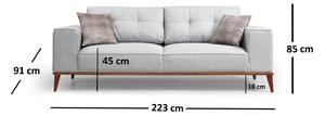 Dizajnová 3-miestna sedačka Tarika 223 cm svetlo šedá