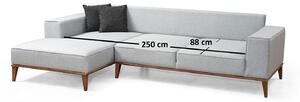 Dizajnová rohová sedačka Tarika 288 cm svetlosivá - ľavá