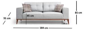 Dizajnová sedačka Tarika 184 cm svetlosivá