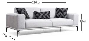 Dizajnová 3-miestna sedačka Olliana 230 cm sivá