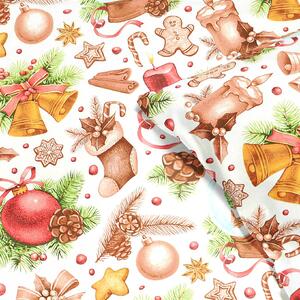 Goldea vianočné bavlnené posteľné obliečky - vianočné ozdoby na bielom 140 x 200 a 70 x 90 cm
