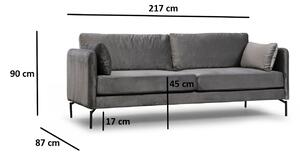 Dizajnová 3-miestna sedačka Laisha 217 cm sivá