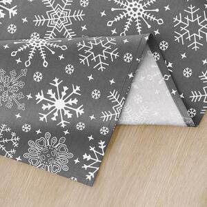 Goldea vianočný behúň na stôl 100% bavlna - snehové vločky na sivom 35x140 cm