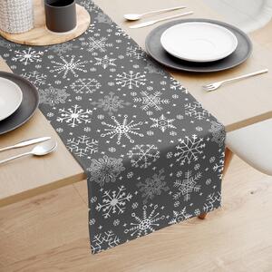 Goldea vianočný behúň na stôl 100% bavlna - snehové vločky na sivom 35x140 cm