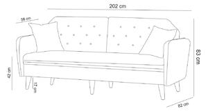 Dizajnová rozkladacia sedačka Kaloni 202 cm zelená