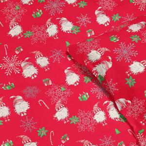 Goldea vianočné bavlnené posteľné obliečky - škriatkovia na červenom 140 x 200 a 70 x 90 cm