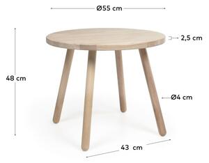 Detský stôl z kaučukového dreva Kave Home Dilcia, ø 55 cm