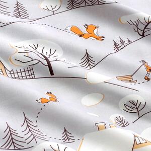 Goldea vianočné bavlnené posteľné obliečky - zimná krajina 140 x 200 a 70 x 90 cm