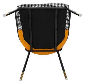 Exkluzívna jedálenská stolička, čiernobiela látka a camel ekokoža (k297860)