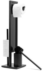 Bambusový kúpeľňový stojan na toaletný papier a kefu Black 321502