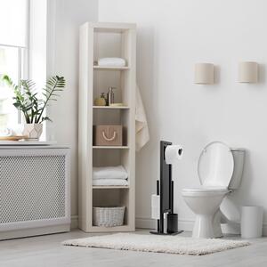 Bambusový kúpeľňový stojan na toaletný papier a kefu Black 321502