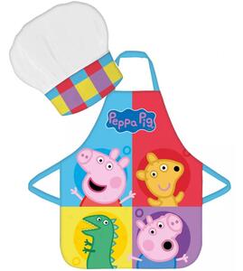 Detská zástera s kuchárskou čiapkou Prasiatko Peppa - motív Team - súprava 2 diely