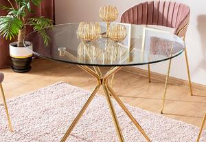 Jedálenský stôl AMALIA, 80x76x80, sklo/zlatá